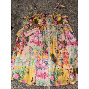 Women's Floral Print Dress / tunic Yellow/Pink Size M​